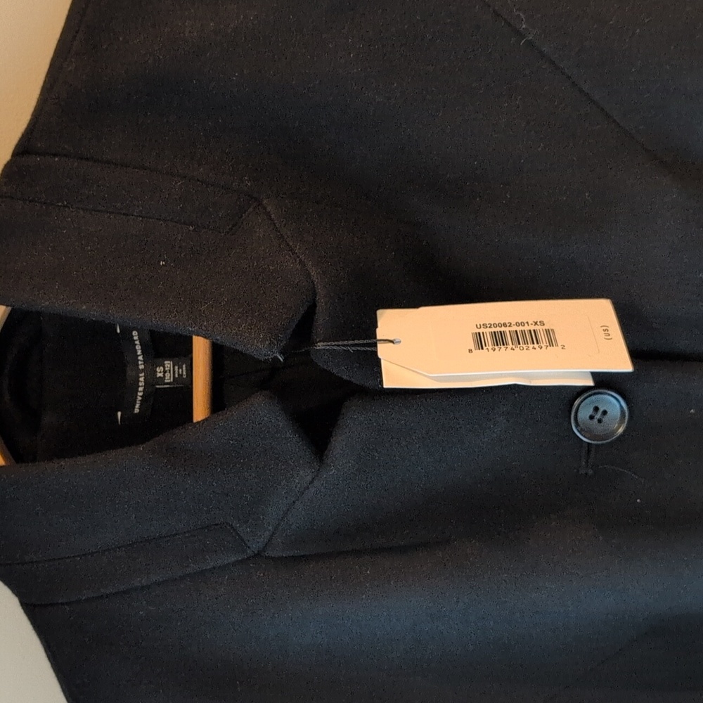 NWT Universal Standard Beas Coat Black Wool Structured Buttoned Coat - Sz 10/12 - Picture 2 of 6
